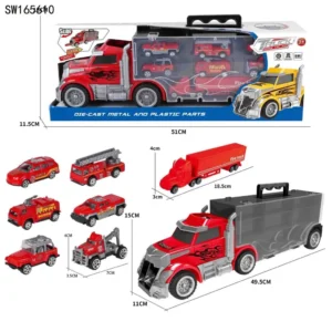 Fire Rescue Die-Cast Transport Truck Set